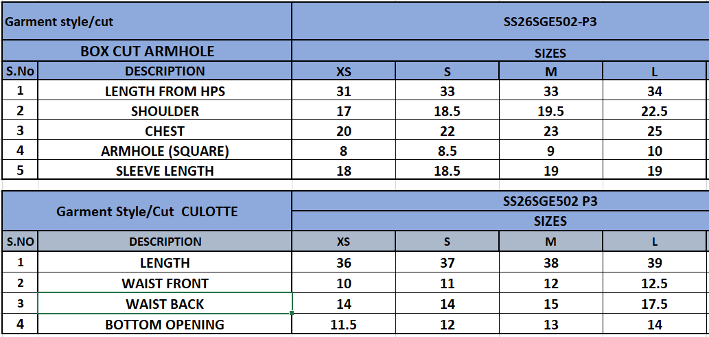 Size Chart
