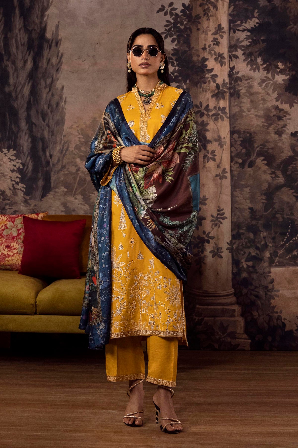 Stitched Embroidered Raw Silk Suit