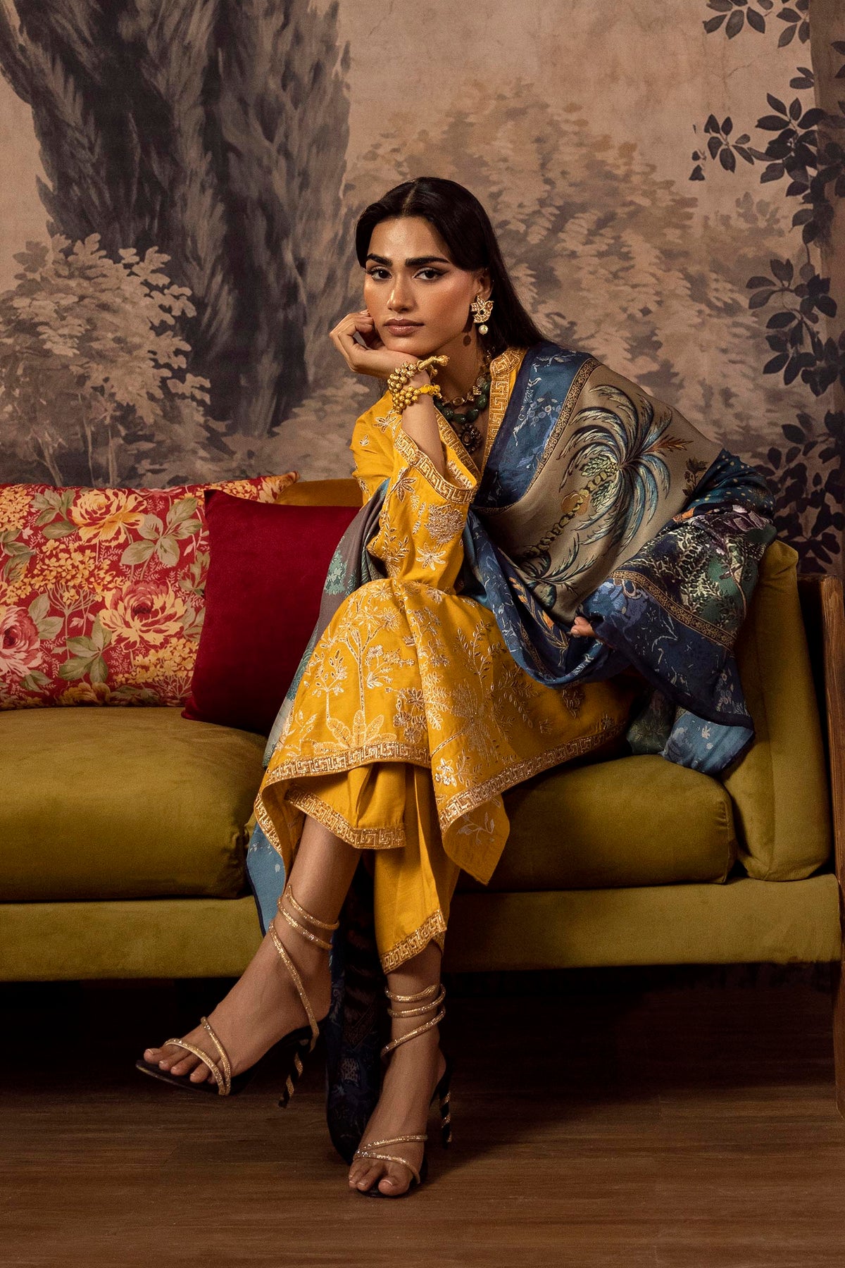 Stitched Embroidered Raw Silk Suit