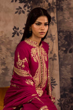 Stitched Embroidered Blended Raw Silk Suit