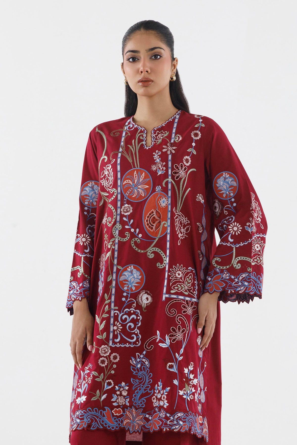 Stitched Embroidered Lawn Shirt+ Culotte