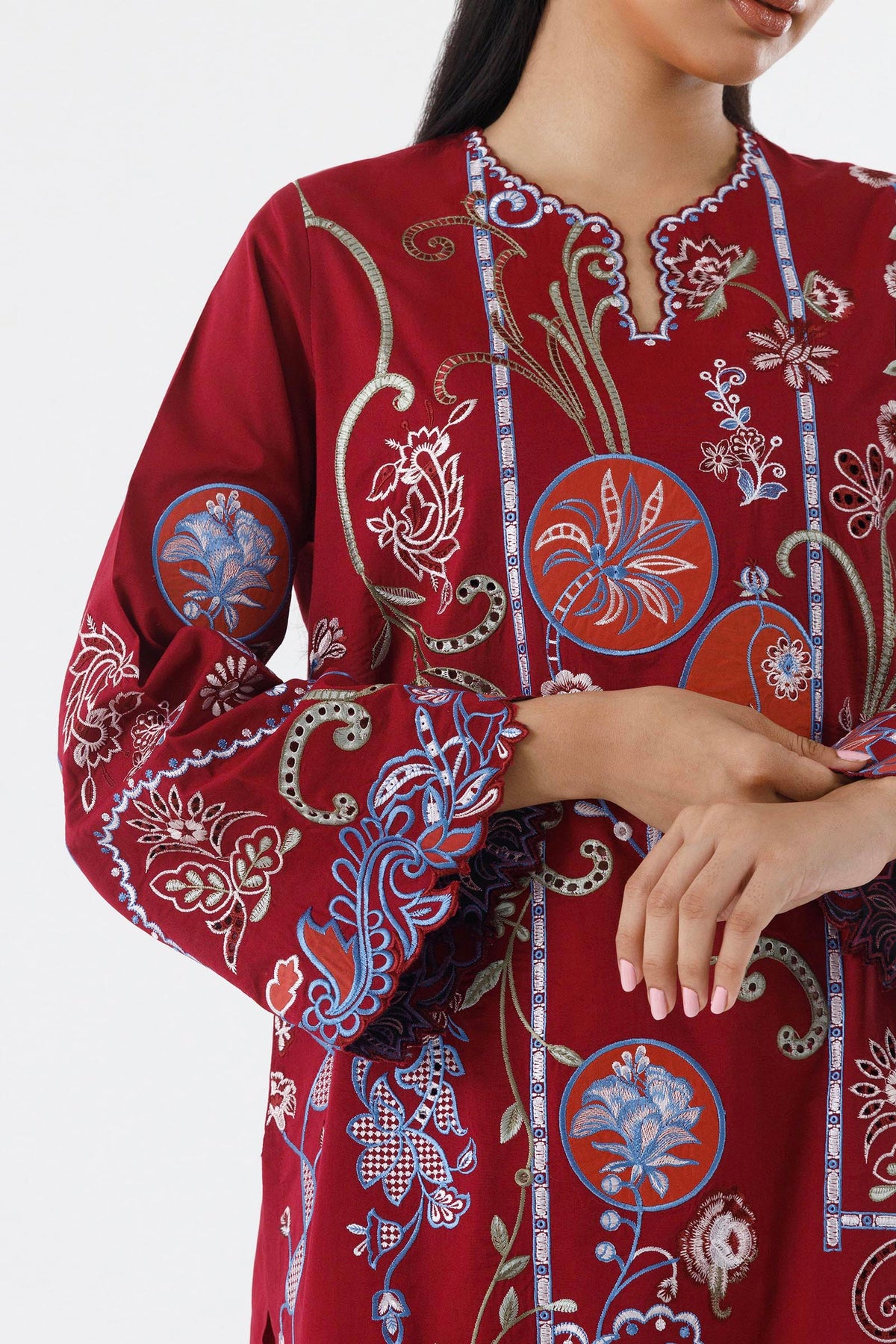 Stitched Embroidered Lawn Shirt+ Culotte