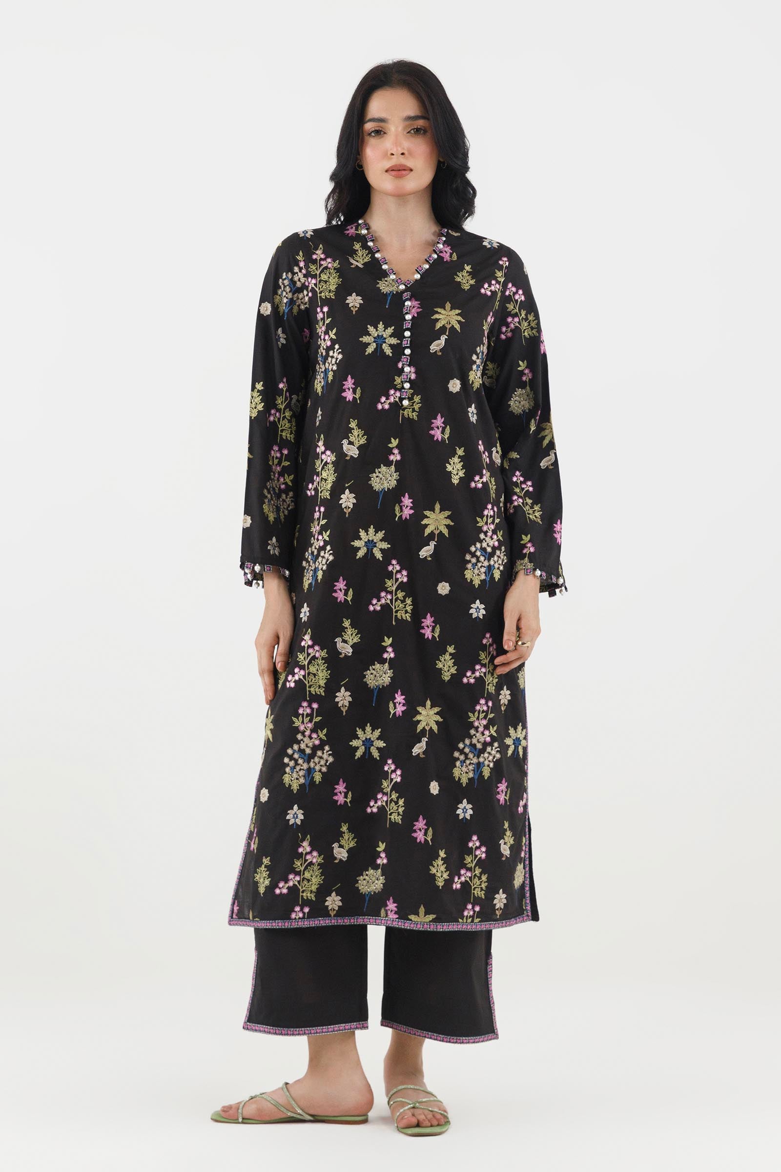 Stitched Embroidered Lawn Shirt+ Culotte