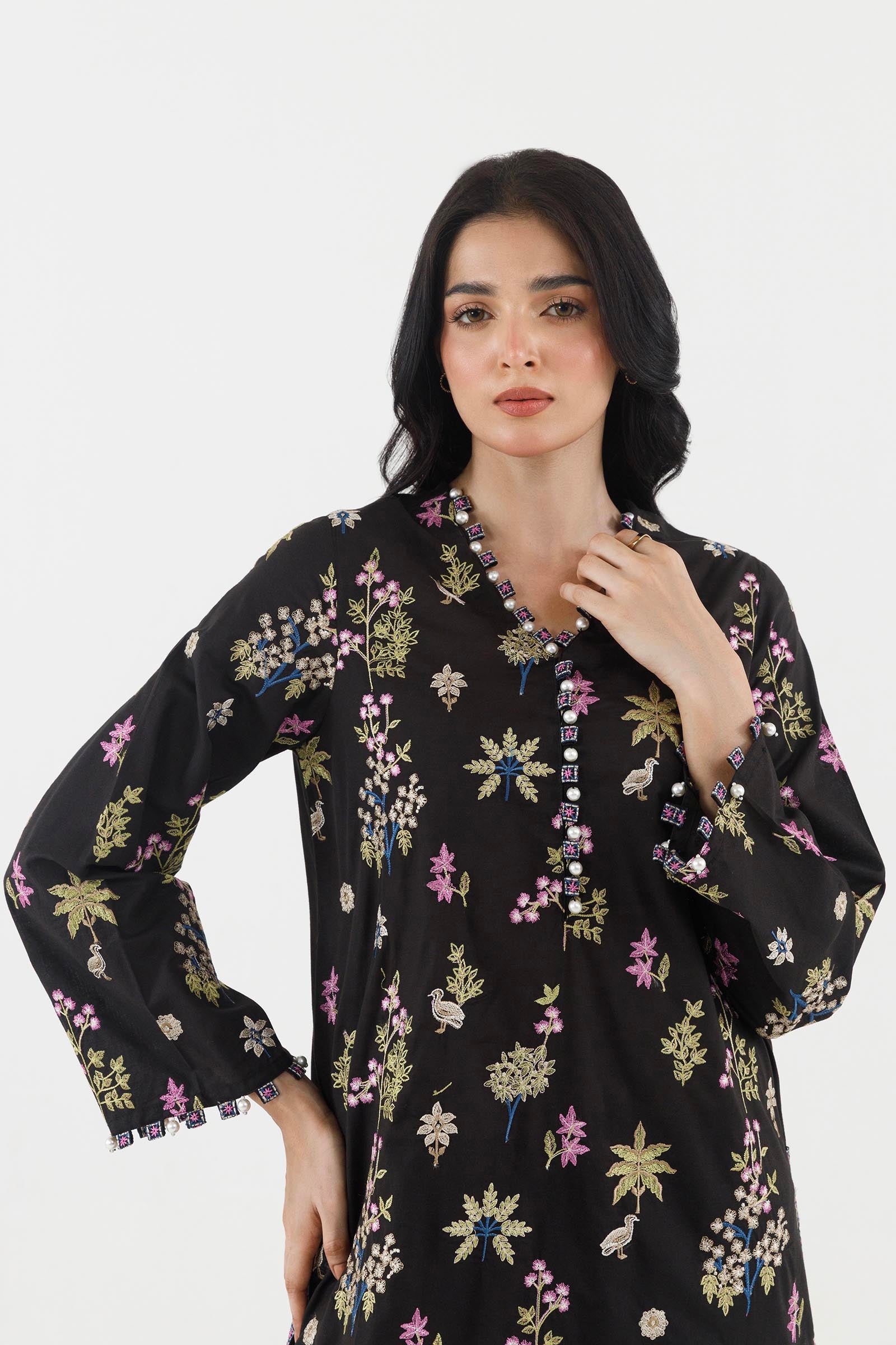 Stitched Embroidered Lawn Shirt+ Culotte Secondary image