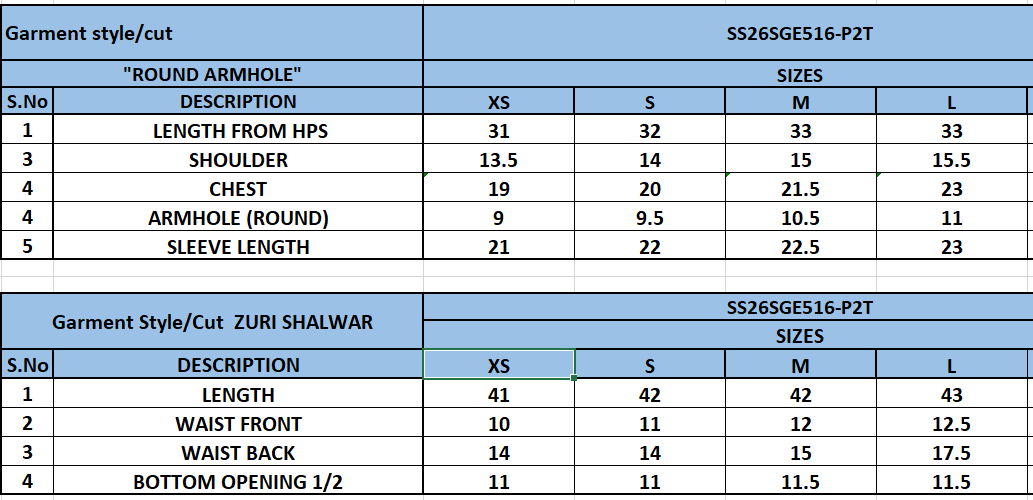 Size Chart