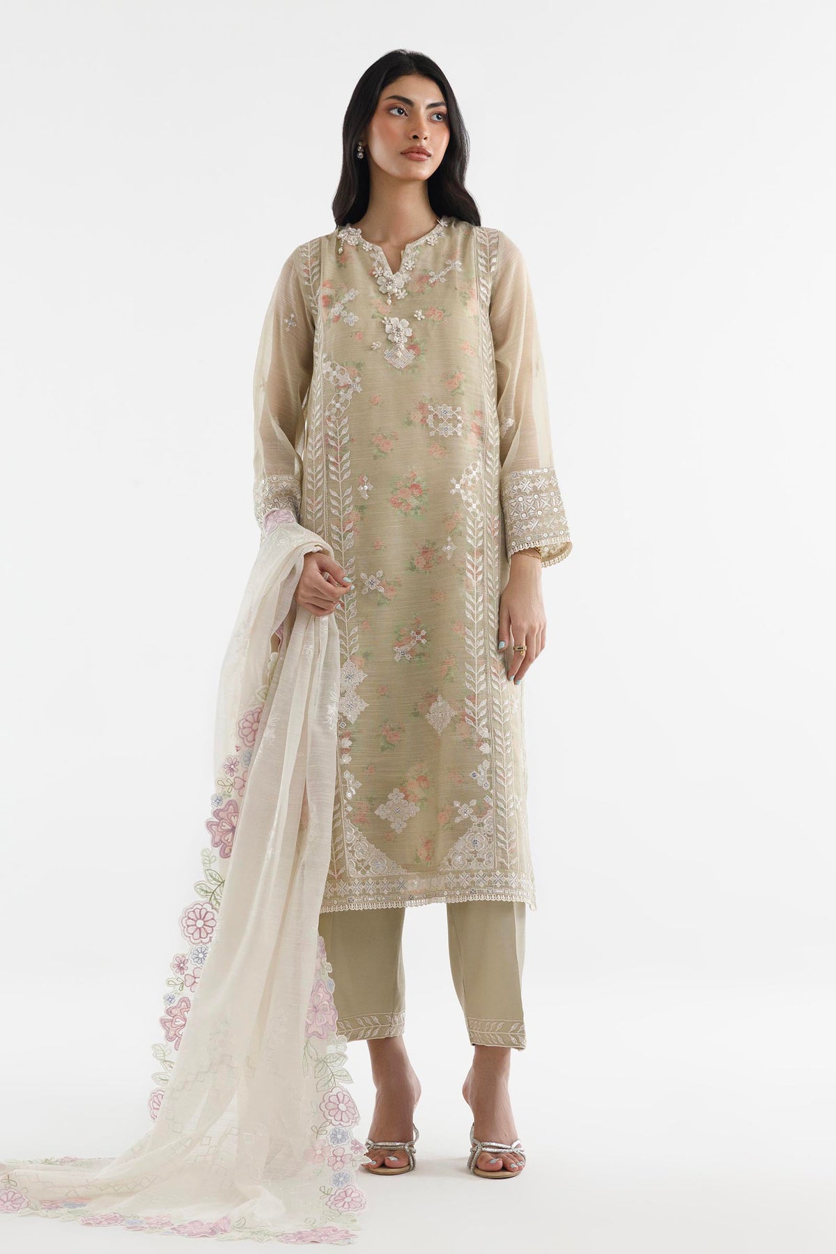 Stitched Embroidered Slub Suit Main image