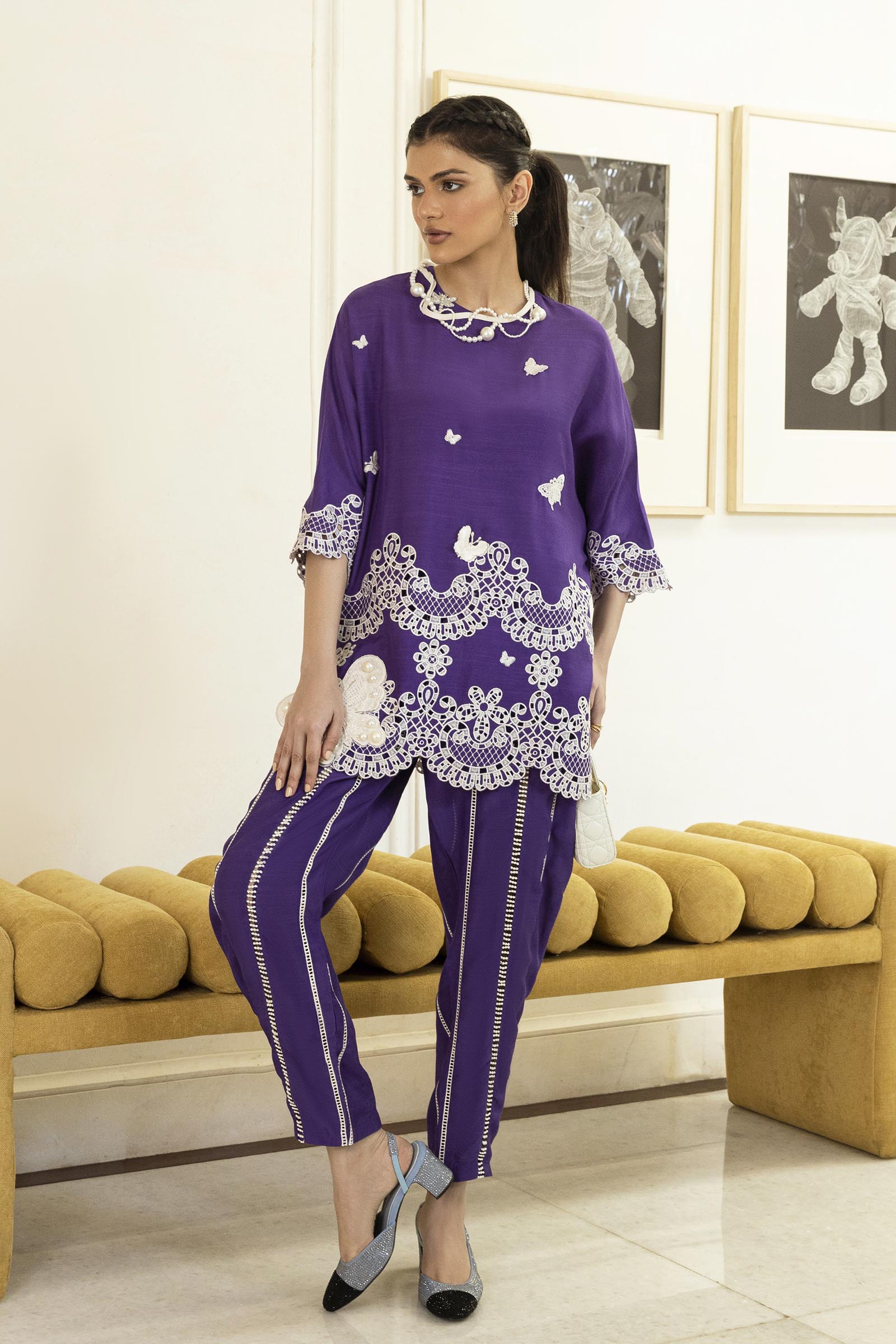 Stitched Embroidered Raw Silk Shirt+ Shalwar Main image
