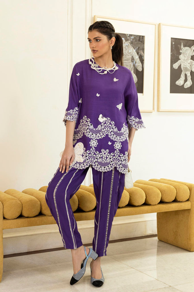 Stitched Embroidered Raw Silk Shirt+ Shalwar