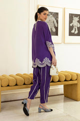 Stitched Embroidered Raw Silk Shirt+ Shalwar
