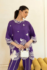 Stitched Embroidered Raw Silk Shirt+ Shalwar