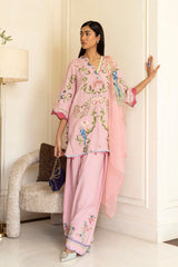 Stitched Embroidered Raw Silk Shirt+ Shalwar