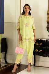 Stitched Embroidered Raw Silk Shirt+ Shalwar