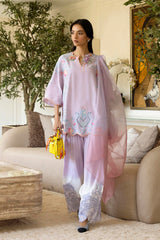 Stitched Embroidered Raw Silk Shirt+ Shalwar