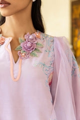 Stitched Embroidered Raw Silk Shirt+ Shalwar
