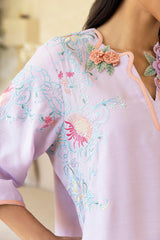 Stitched Embroidered Raw Silk Shirt+ Shalwar