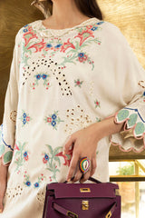 Stitched Embroidered Raw Silk Shirt+ Shalwar