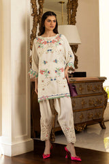 Stitched Embroidered Raw Silk Shirt+ Shalwar