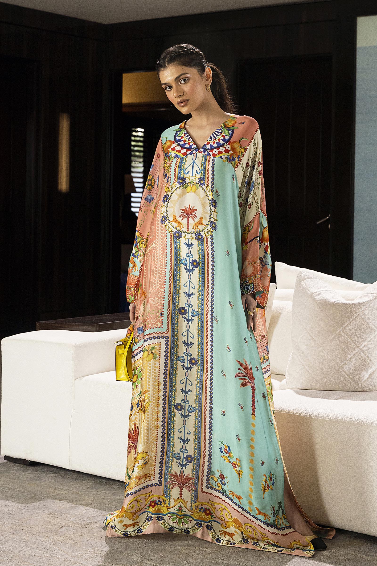 Stitched Safi & Me Sheesha Silk Kaftan Main image