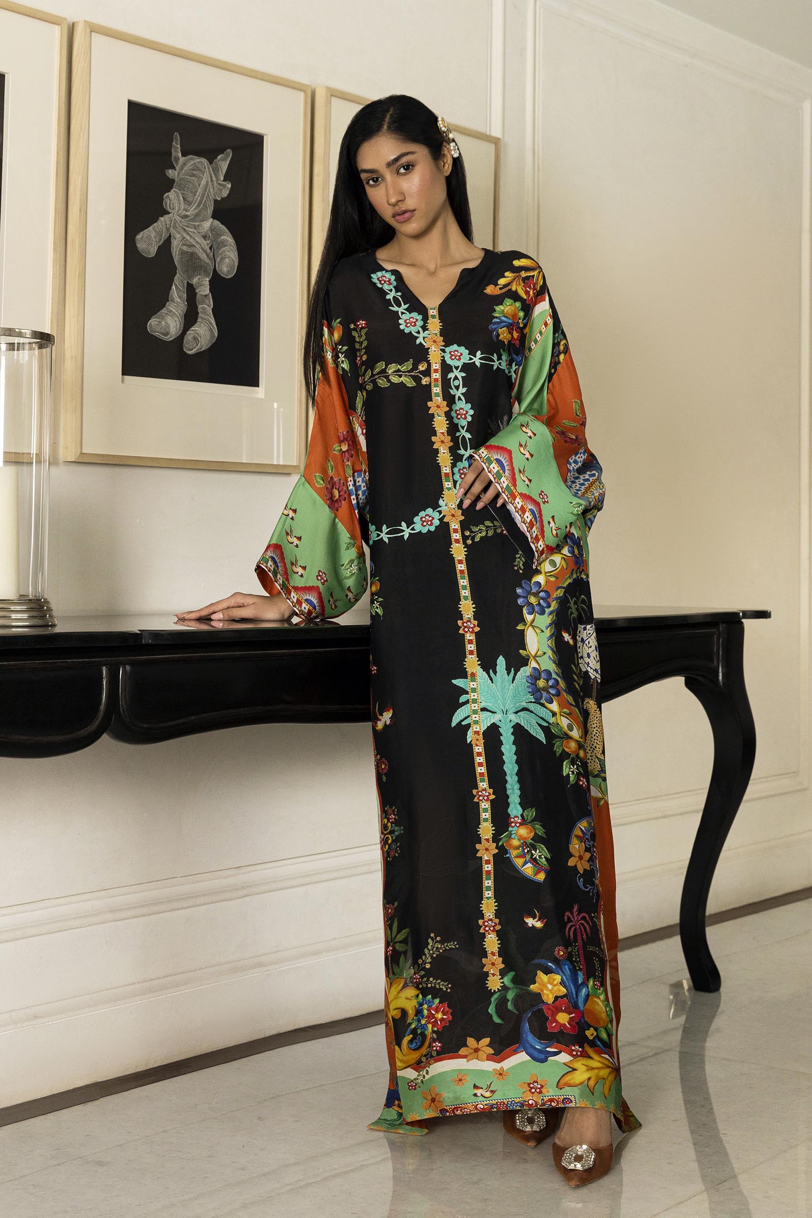 Stitched Safi & Me Sheesha Silk Kaftan Main image
