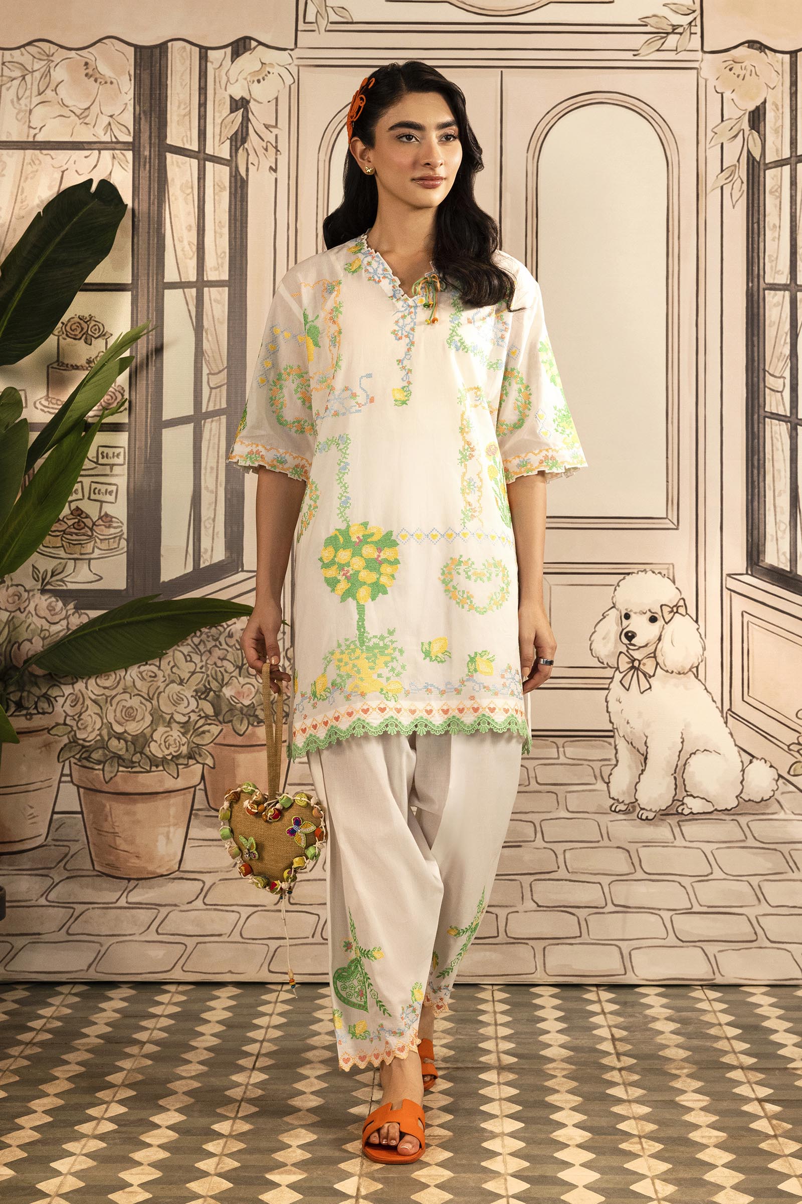 Stitched Embroidered Lawn Shirt+ Shalwar Main image
