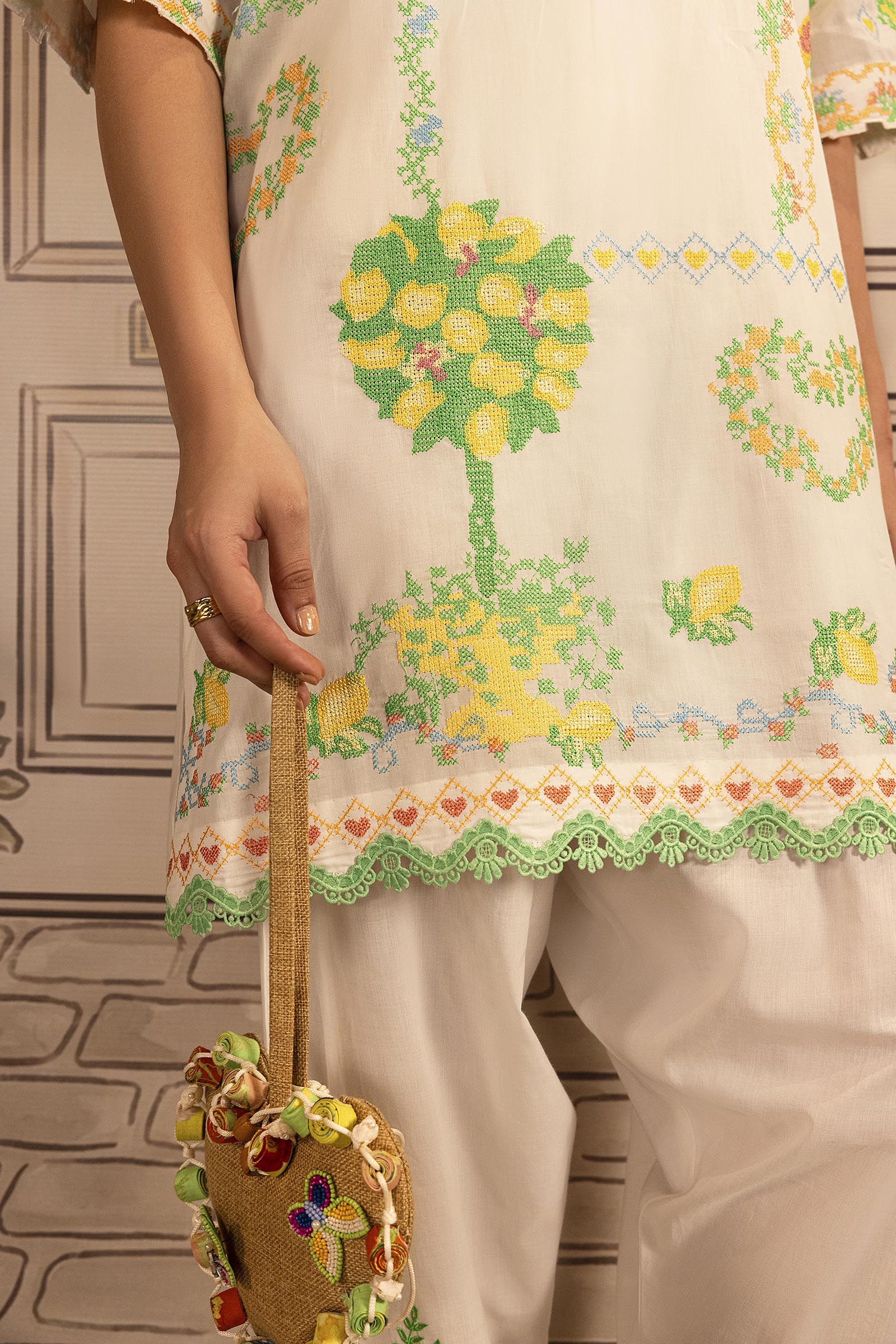 Stitched Embroidered Lawn Shirt+ Shalwar