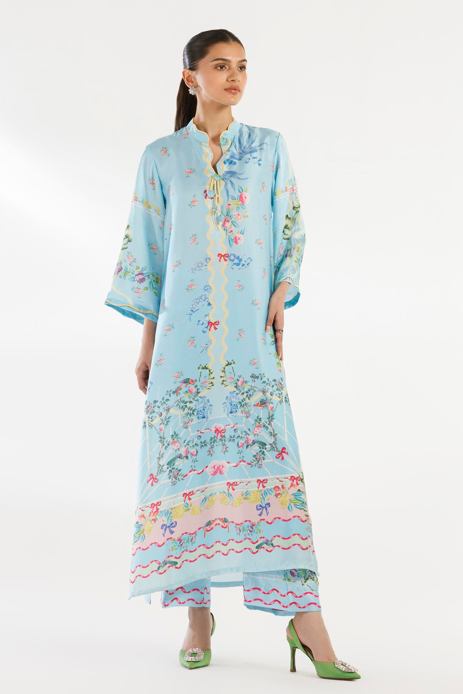 Stitched Printed Satin Shirt + Culotte Main image