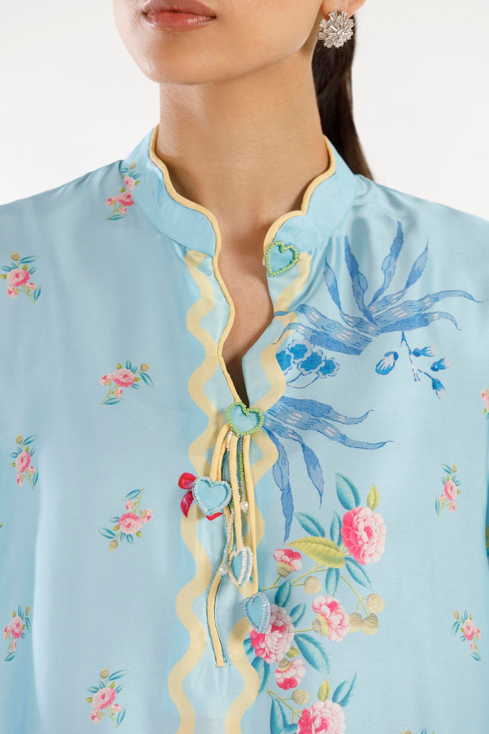 Stitched Printed Satin Shirt + Culotte Secondary image