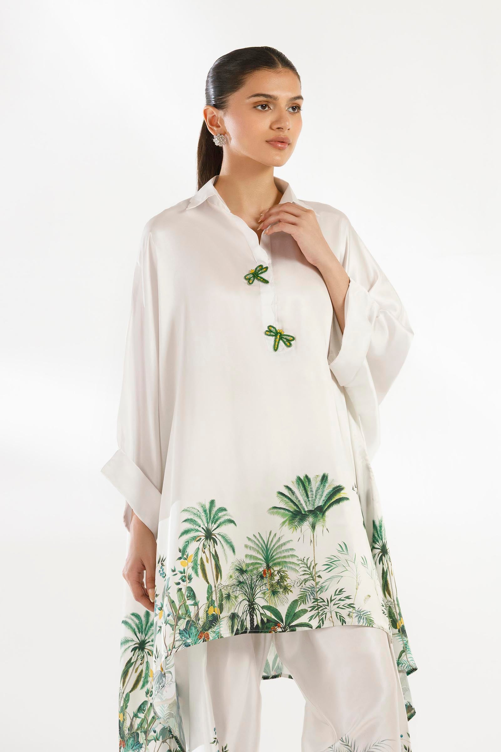Stitched Printed Satin Shirt + Shalwar Secondary image