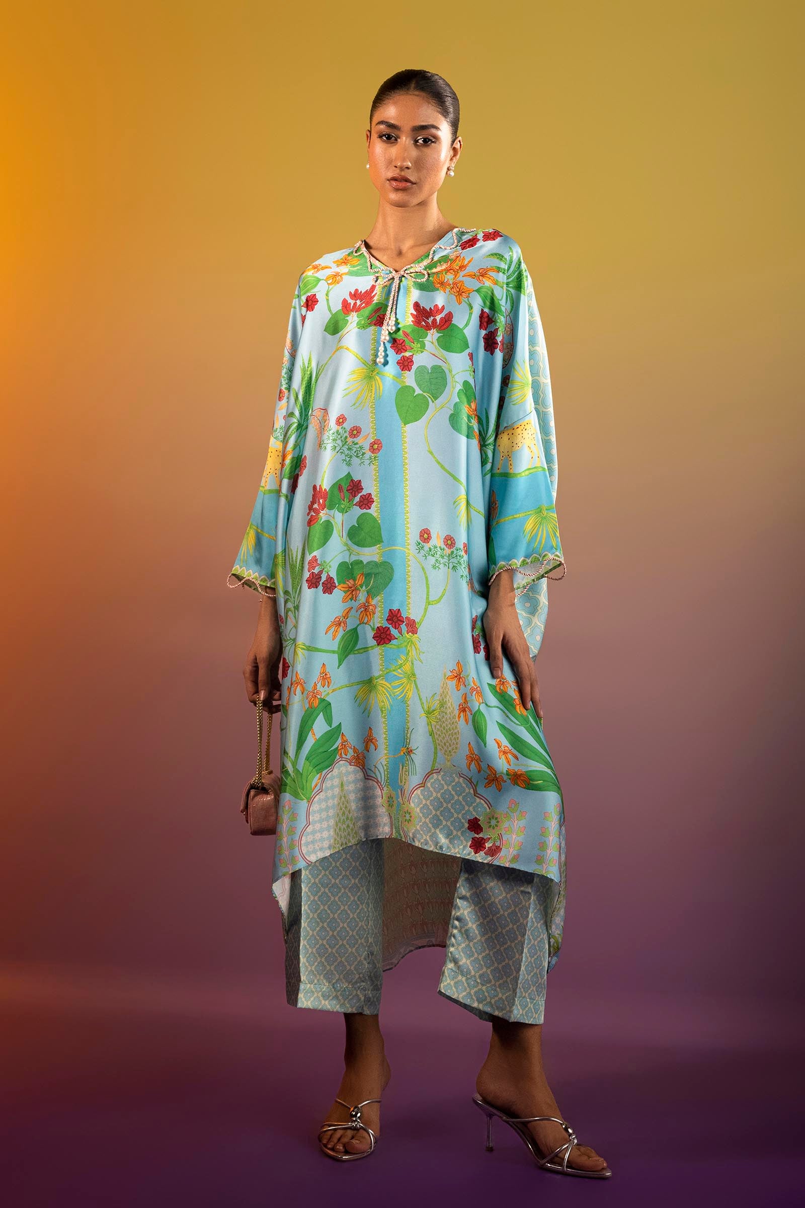 Stitched Printed Satin Shirt + Culotte Main image