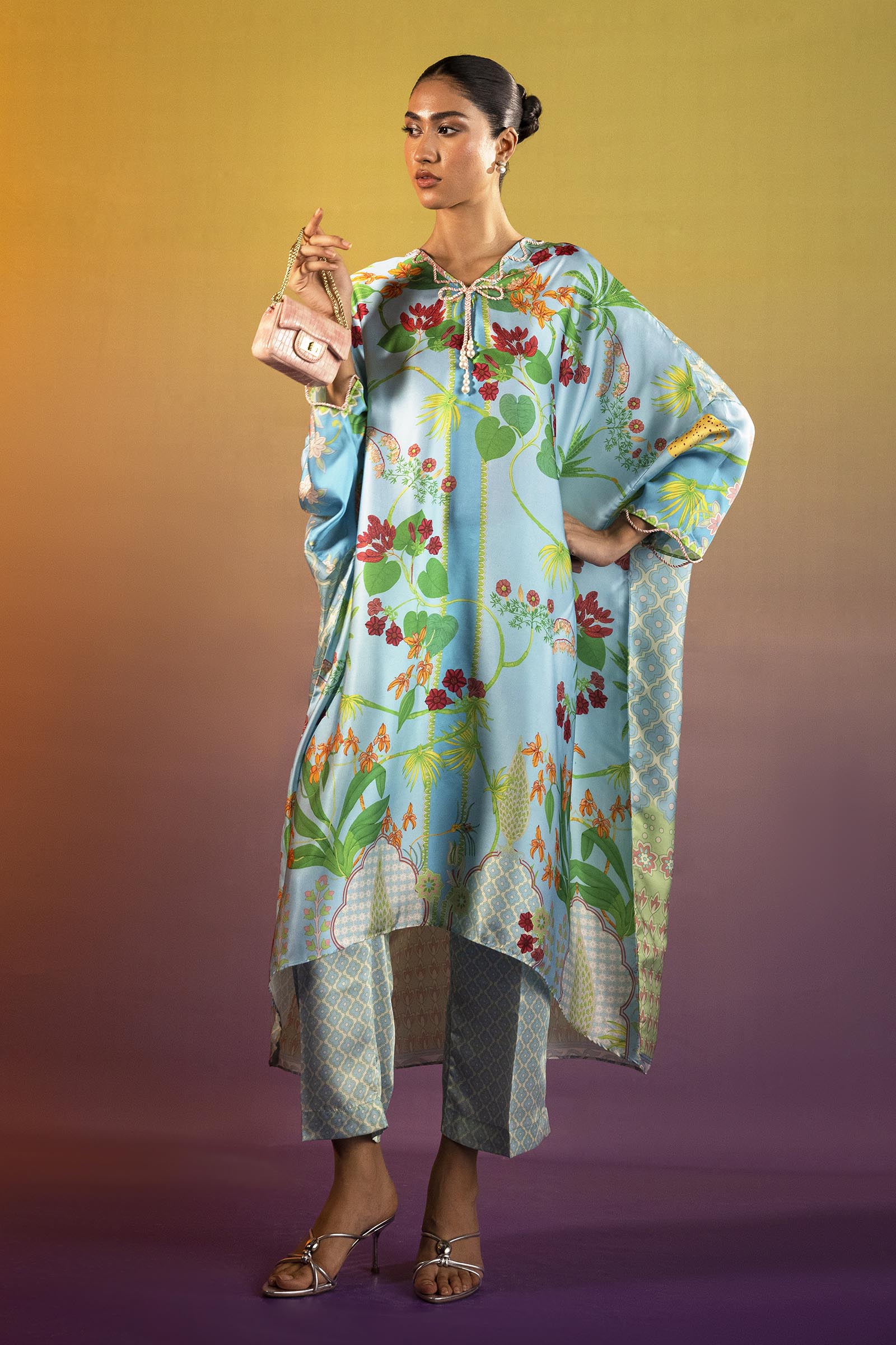 Stitched Printed Satin Shirt + Culotte Secondary image