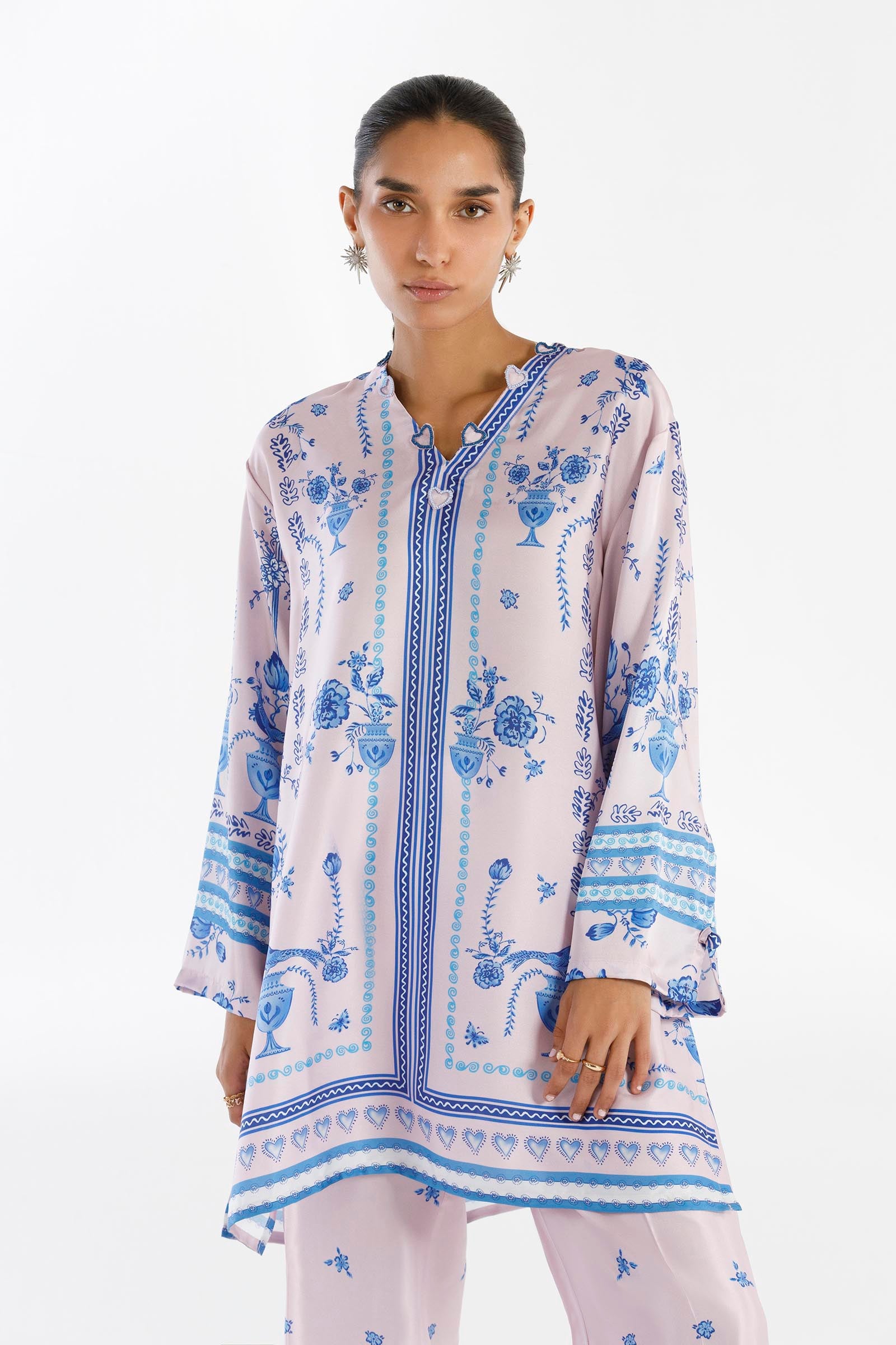 Stitched Printed Satin Shirt + Culotte Secondary image