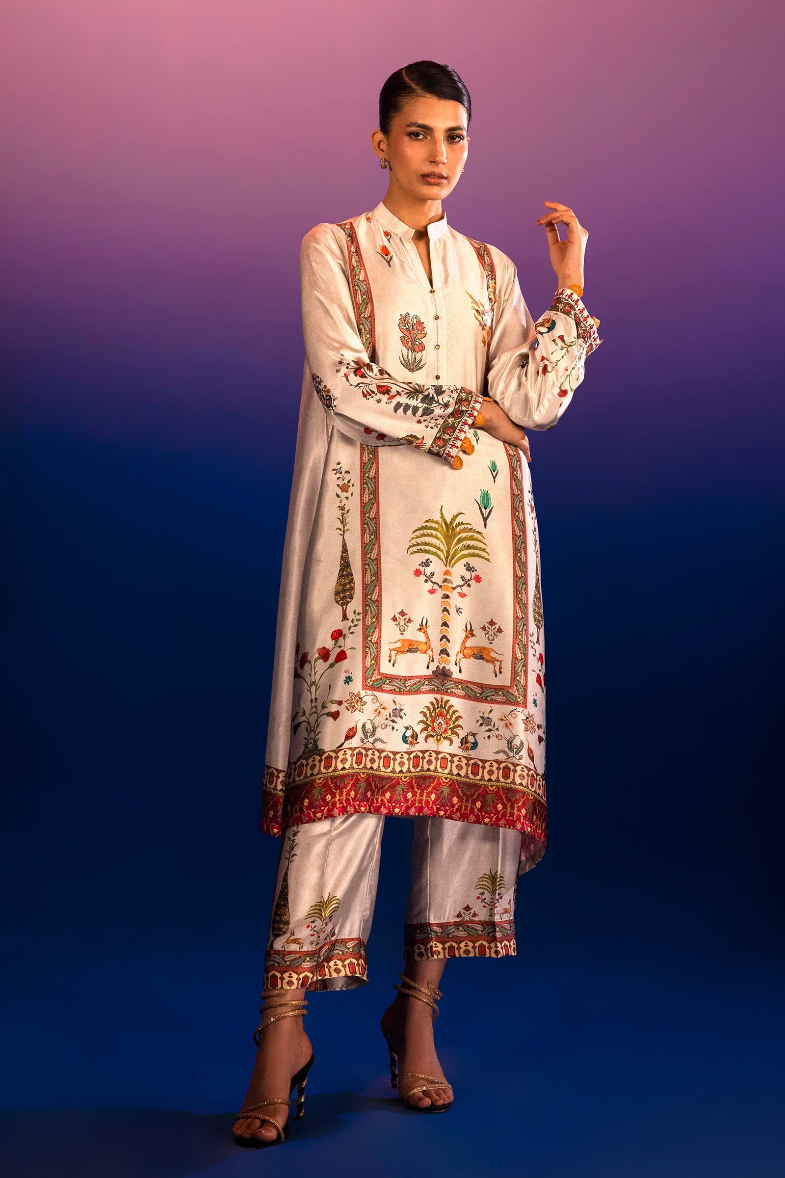 Stitched Printed Satin Shirt + Culotte Main image