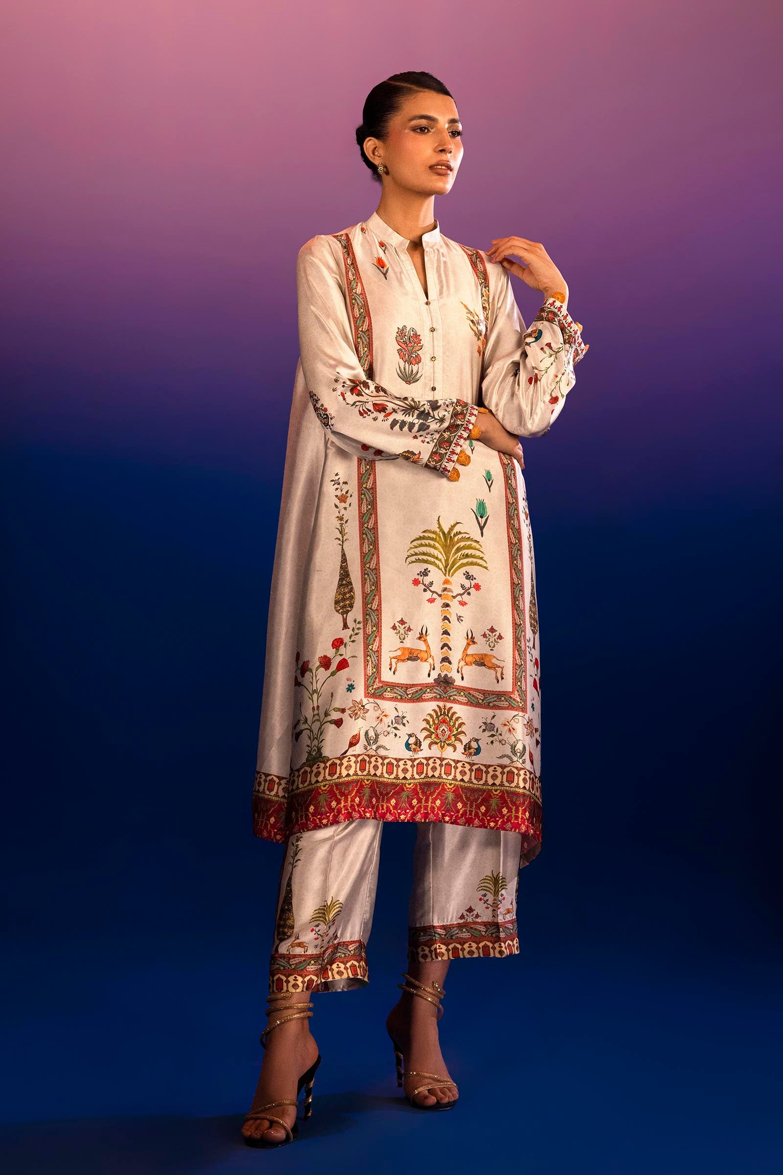 Stitched Printed Satin Shirt + Culotte Secondary image