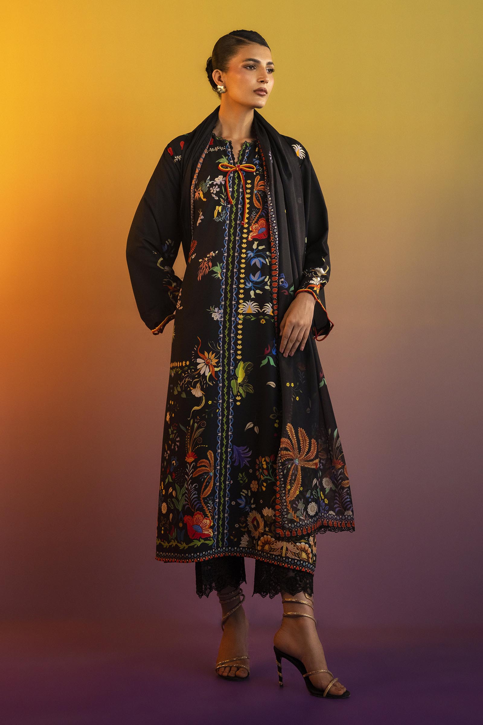 Stitched Printed Crepe Shirt + Dupatta