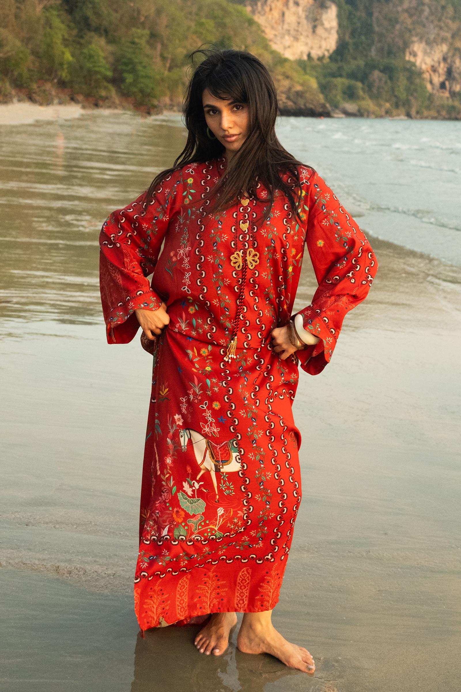 Stitched Printed Raw Silk Shirt Main image