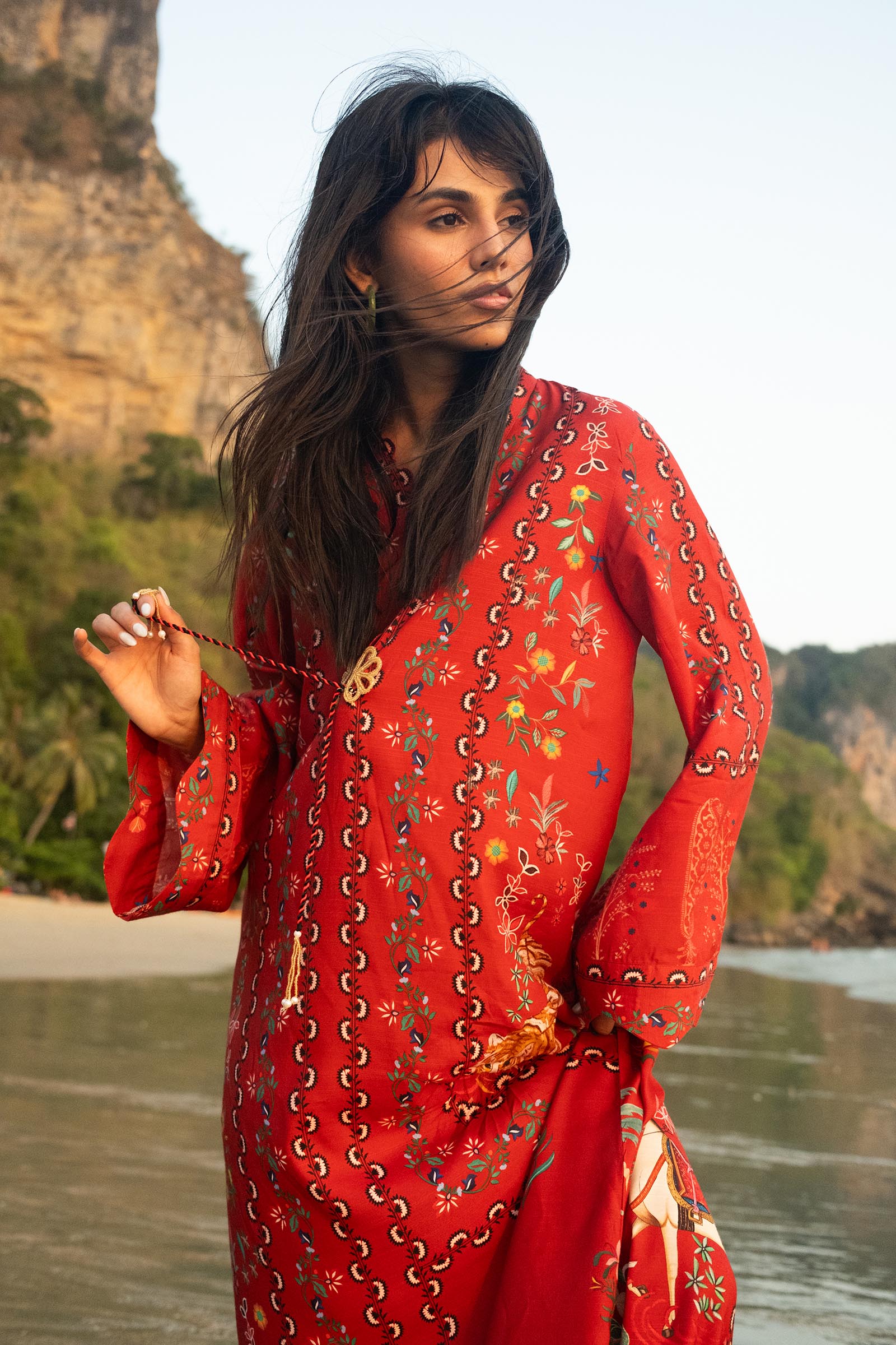 Stitched Printed Raw Silk Shirt Secondary image