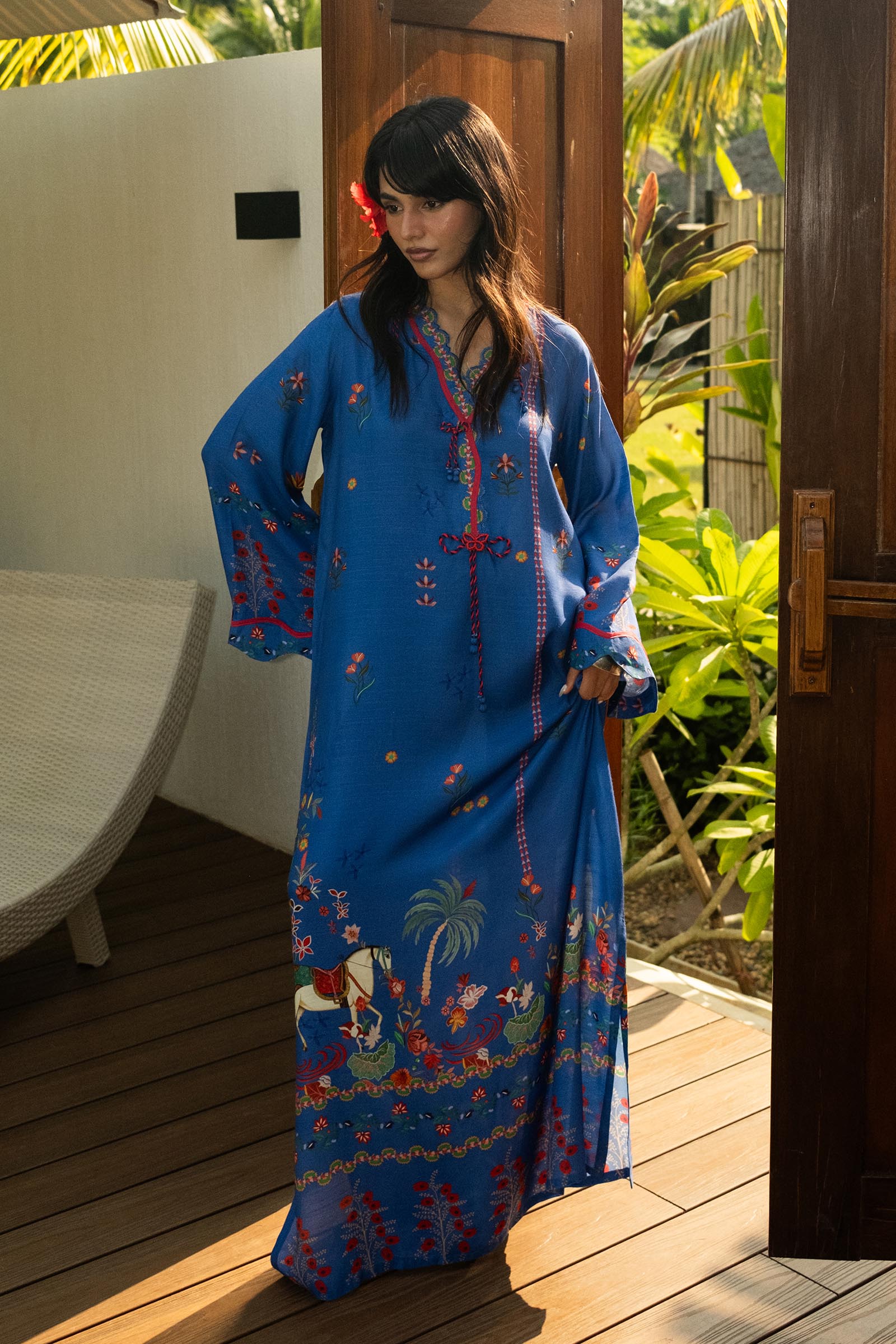 Stitched Printed Raw Silk Shirt Main image