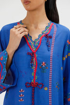 Stitched Printed Raw Silk Shirt