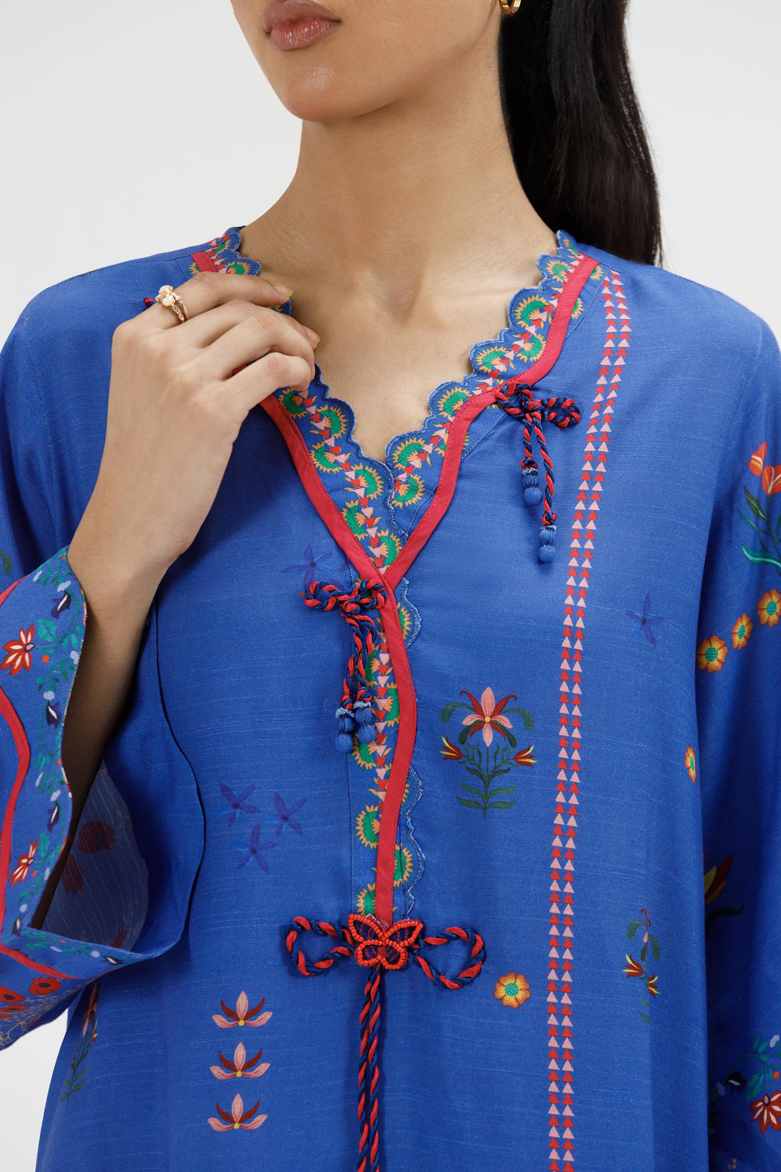 Stitched Printed Raw Silk Shirt