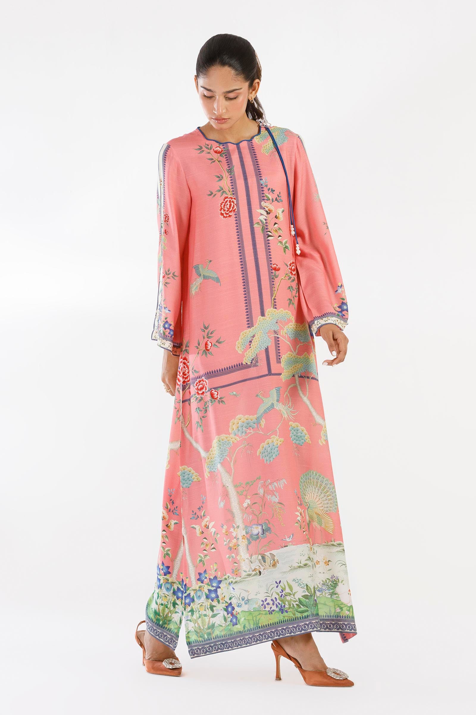 Stitched Printed Raw Silk Shirt Main image