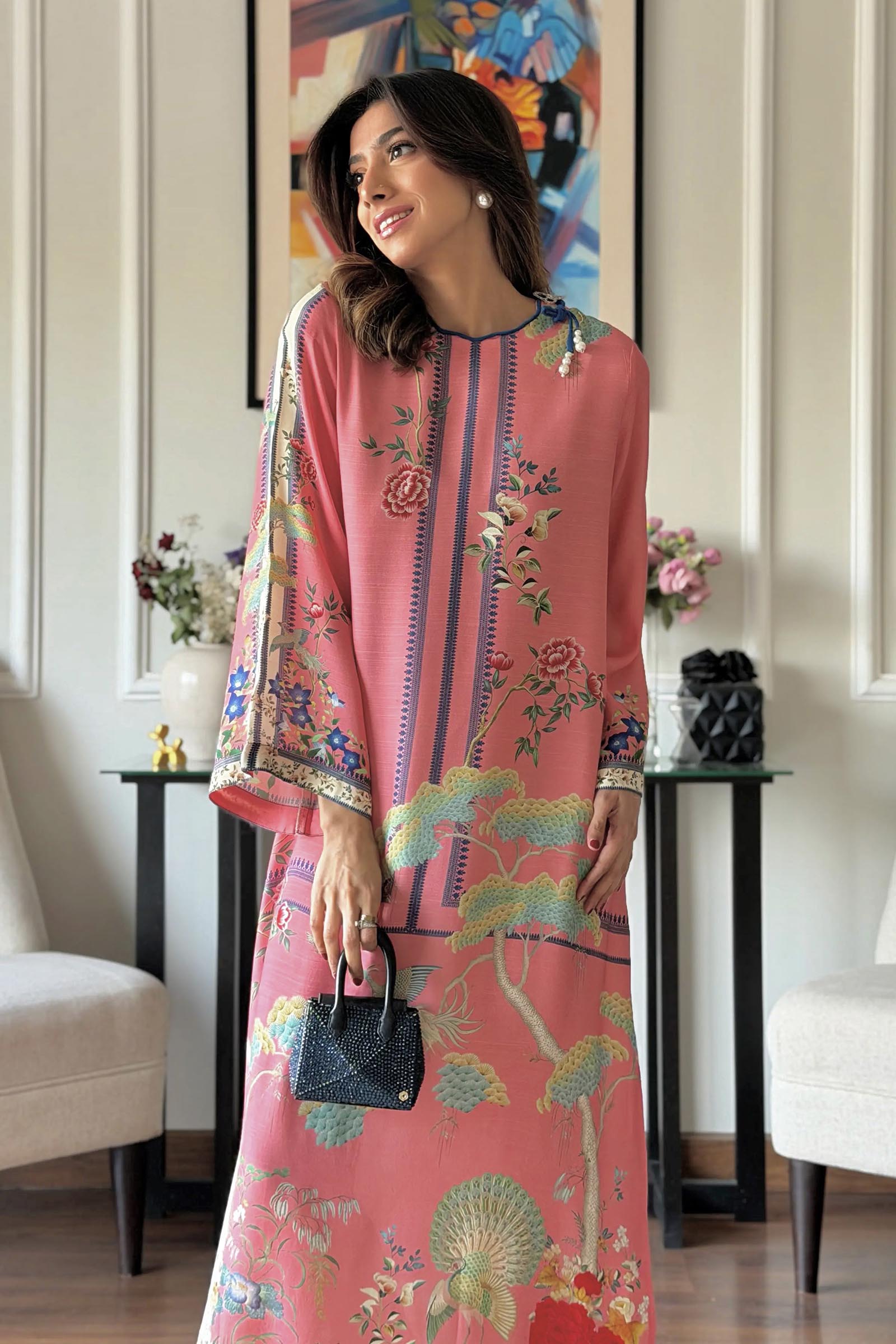 Stitched Printed Raw Silk Shirt