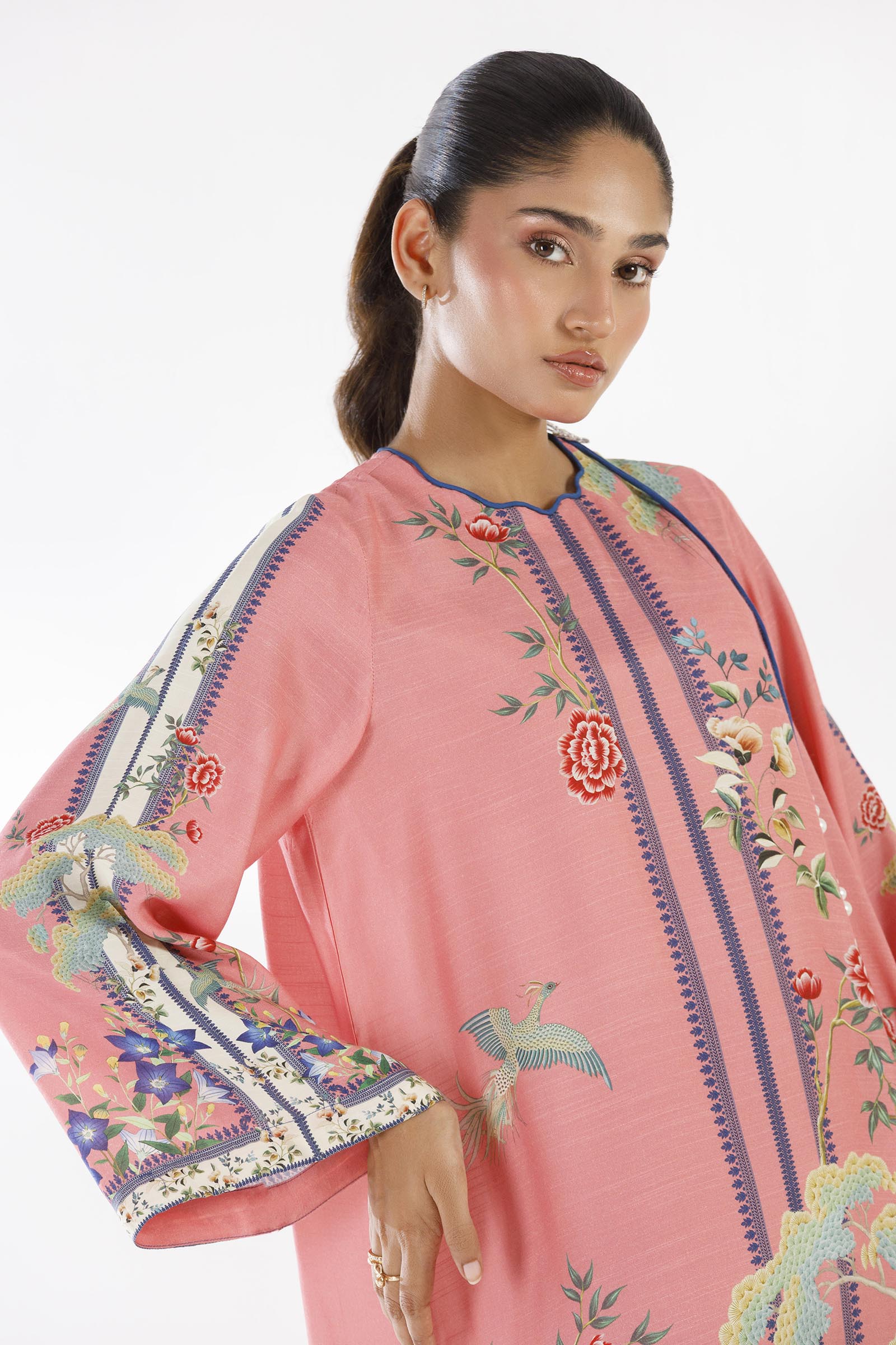 Stitched Printed Raw Silk Shirt Secondary image