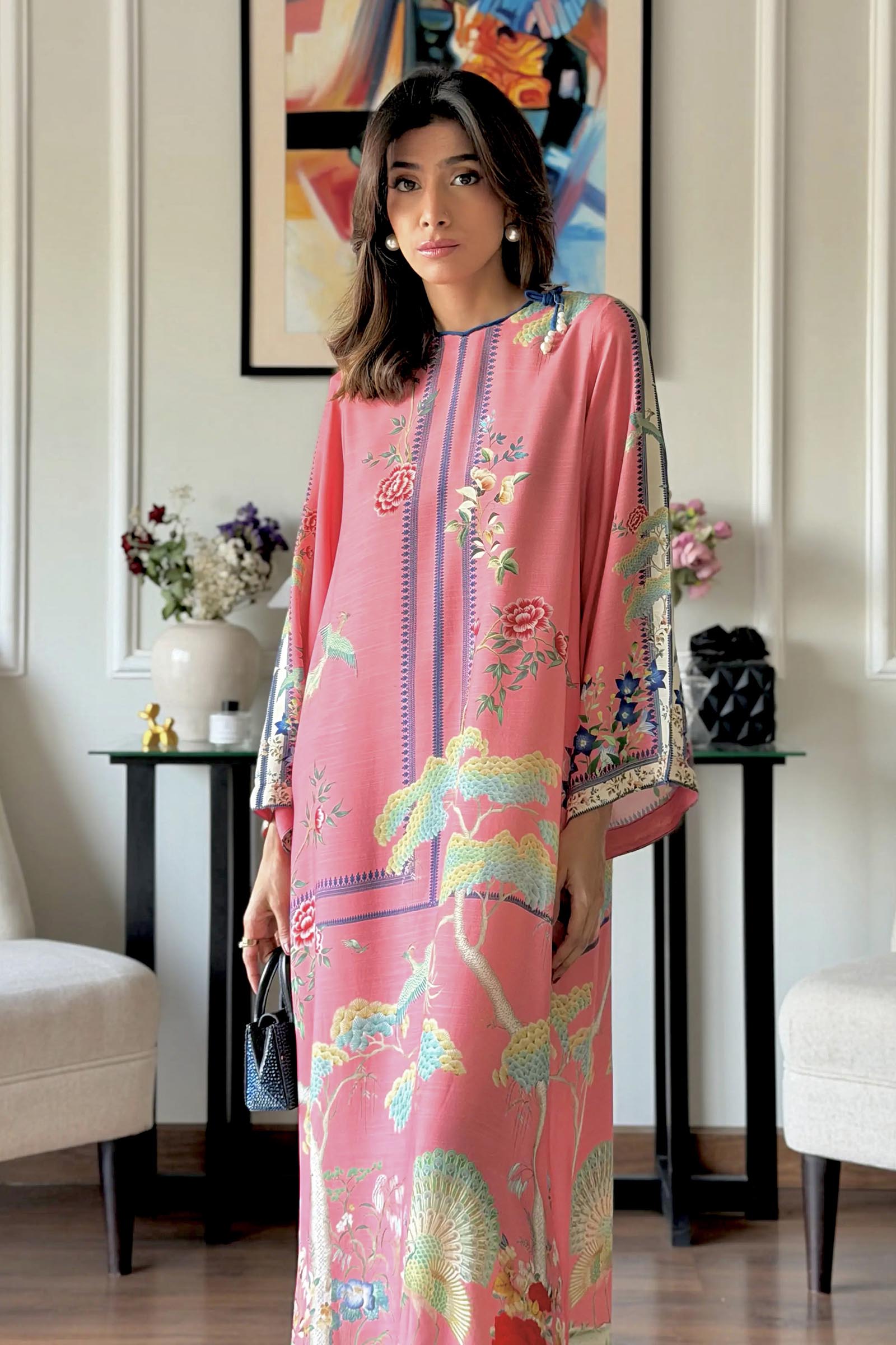 Stitched Printed Raw Silk Shirt