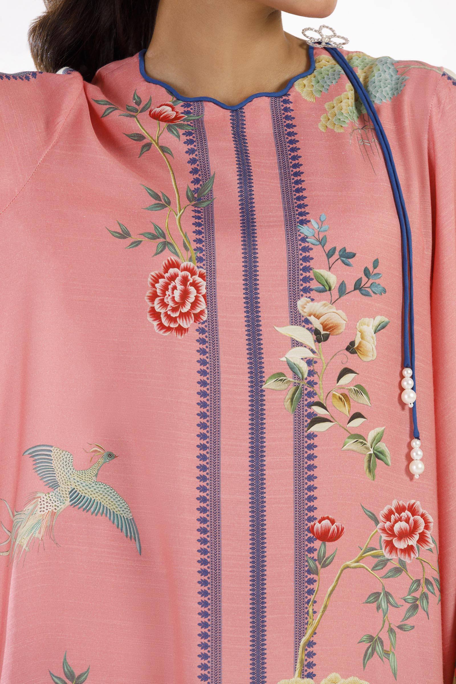 Stitched Printed Raw Silk Shirt