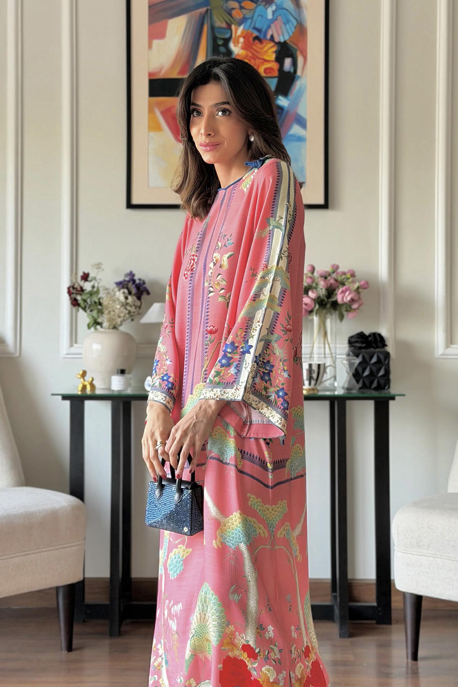 Stitched Printed Raw Silk Shirt