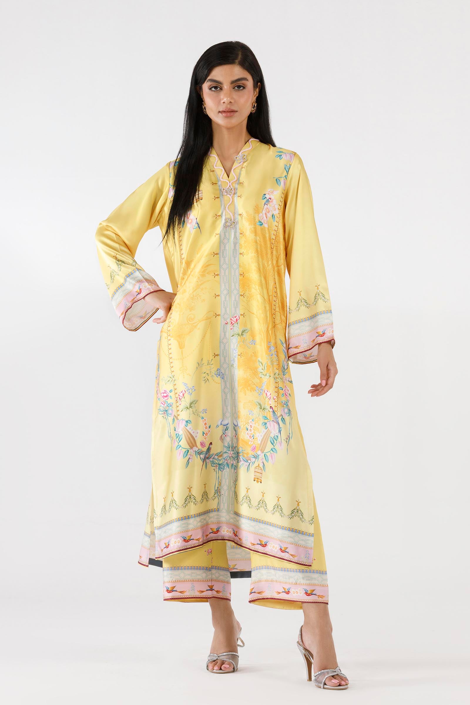 Stitched Printed Satin Shirt + Culotte Main image