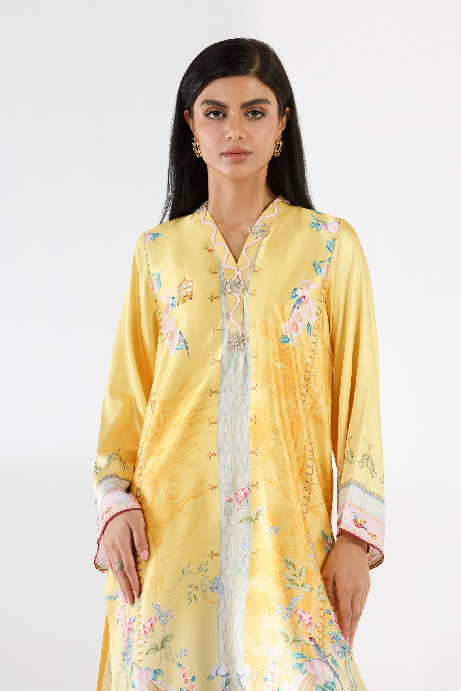 Stitched Printed Satin Shirt + Culotte Secondary image