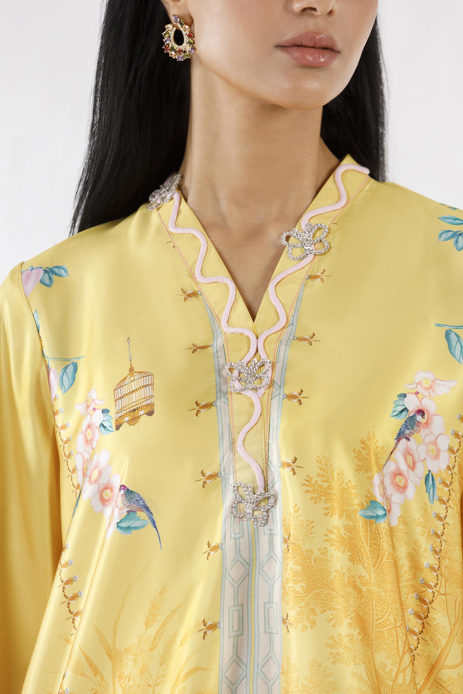 Stitched Printed Satin Shirt + Culotte