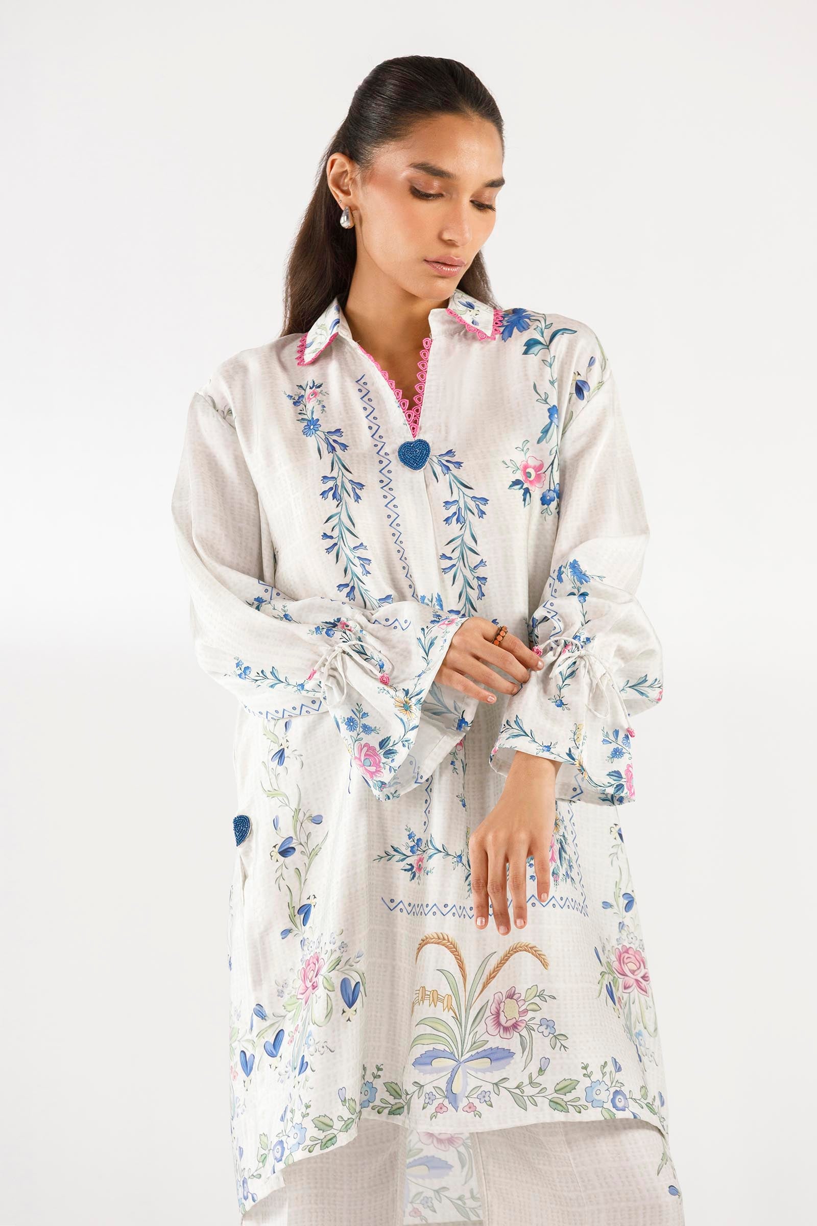 Stitched Printed Satin Shirt + Culotte Secondary image