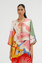 Stitched Printed Raw Silk Shirt